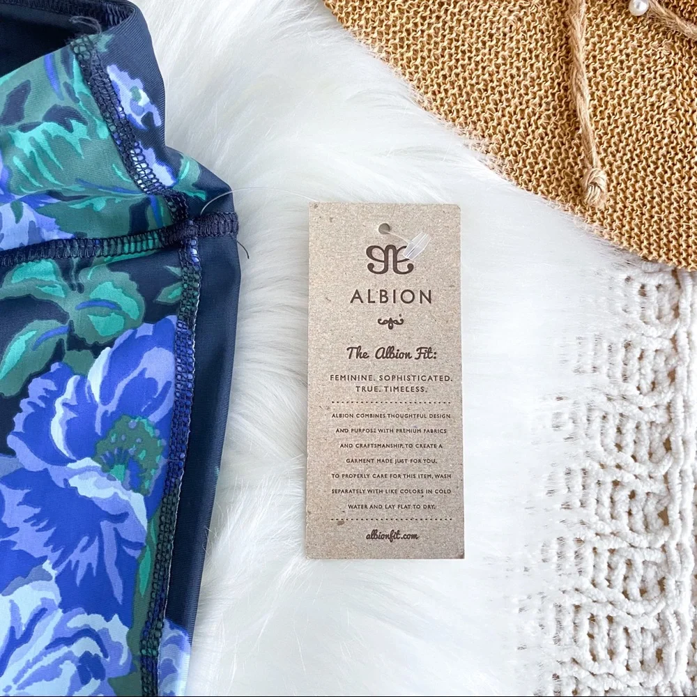 Albion Fit Antiqua Flora Leggings Blue Navy Green Full Length